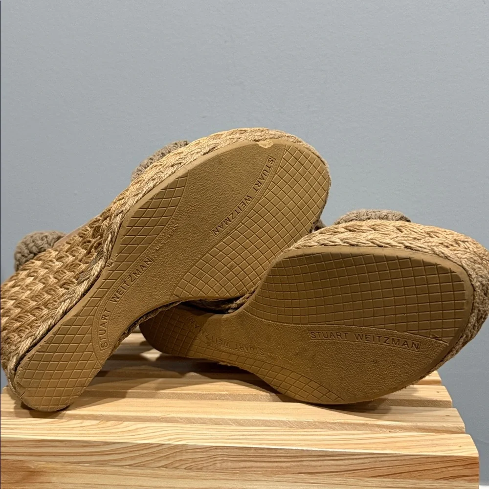 Stuart Weitzman Crochet Espadrille Wedge Sandals Ankle Strap Size 8 - Picture 6 of 12